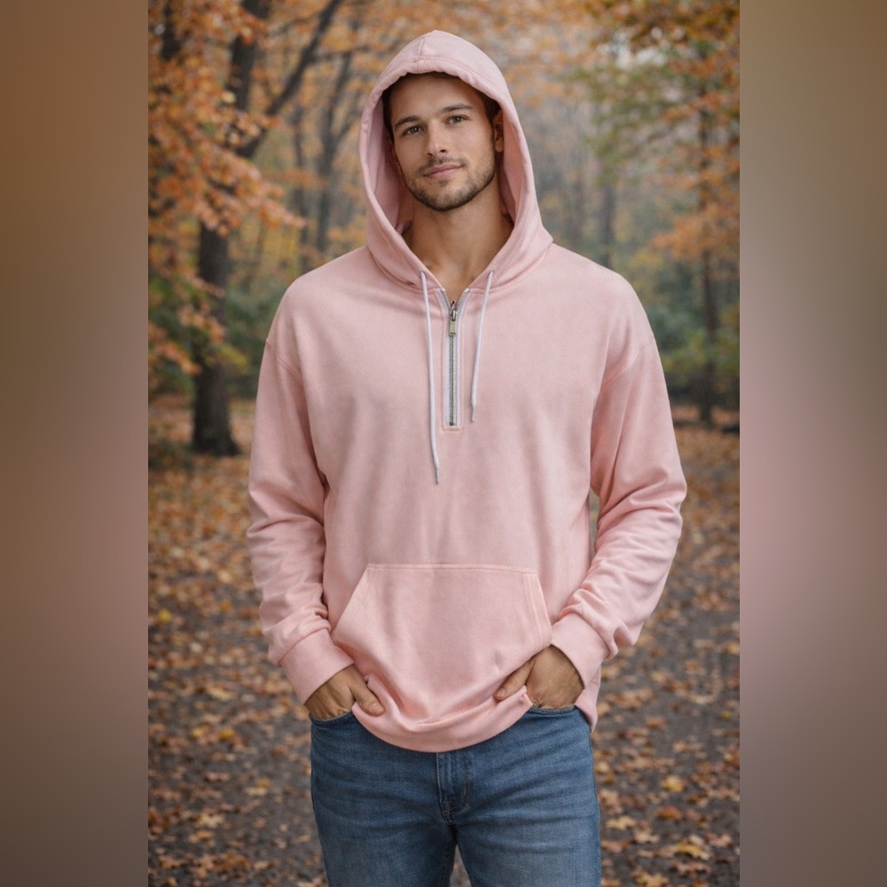 Pink Hooded Men's Sweater.  Never worn - Picture 2 of 5